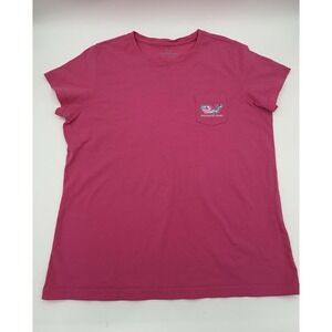 Women's Vineyard Vines T-Shirt Pink Graphic Pocket Tee Large